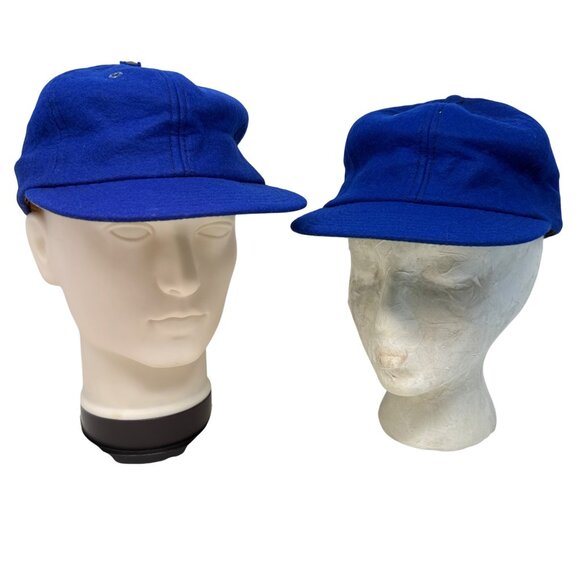 Harvard Wool Cobalt Blue Fitted Baseball Cap Hat Sz Large Vtg + Extra Hat - READ - Picture 1 of 16